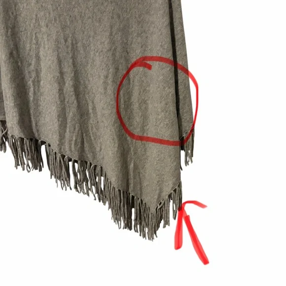 Sundance Cashmere Fringe Homefire Gray Knit Sweater Poncho Wrap One Size - Picture 8 of 8